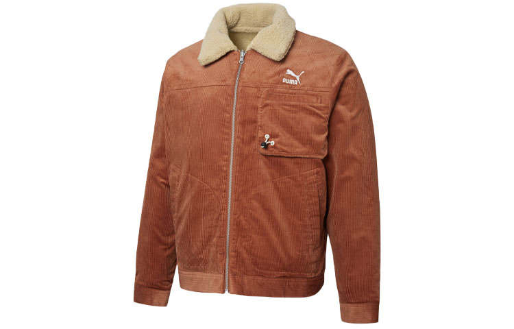 PUMA PUMA CORD Jackets Men's Brown Lapel Moderate Other
