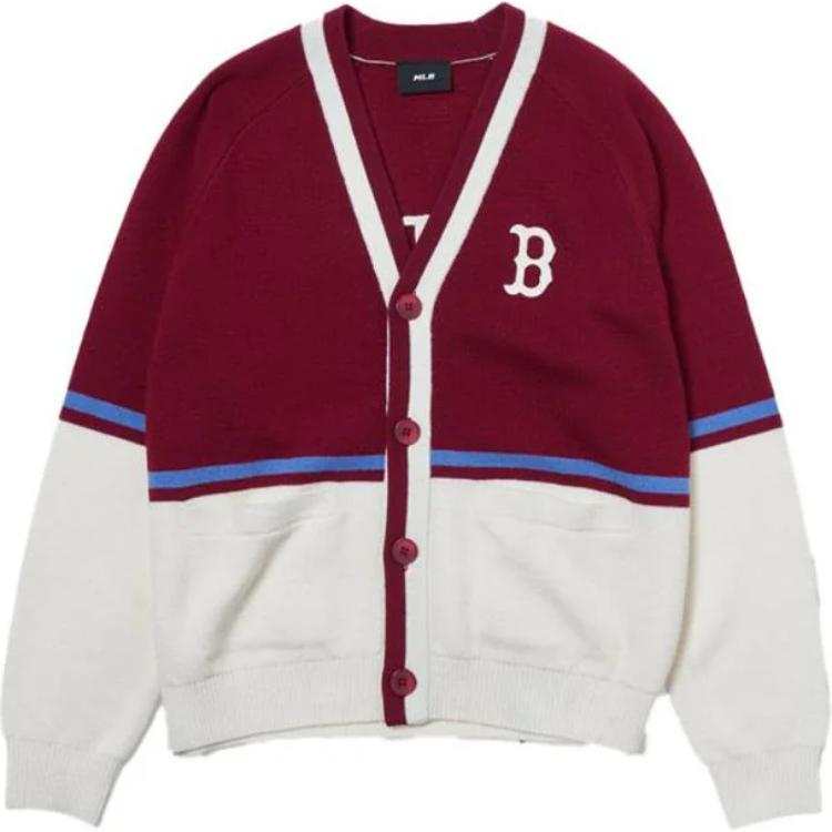MLB Varsity Boston Red Sox Cardigan Knitwear Unisex Red