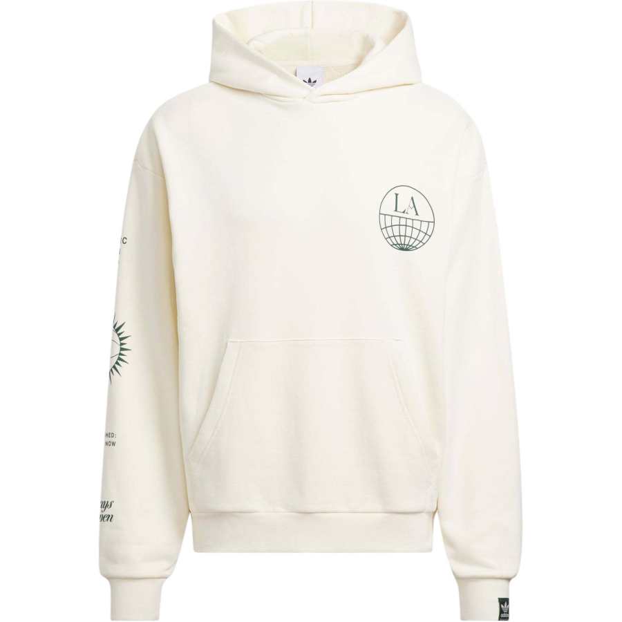 Adidas Originals LA To THE WORLD GRAPHIC HOODIE Sweatshirt Unisex Ivory/Forest Green