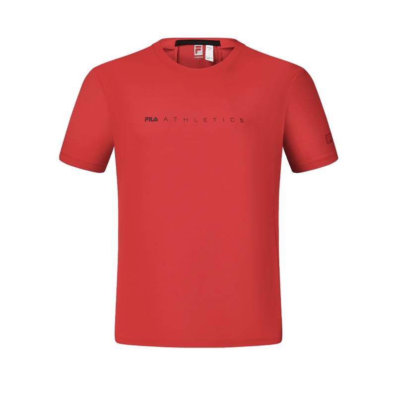 FILA T Shirts Men's Apple Red Crew Neck Moderate Straight Fit
