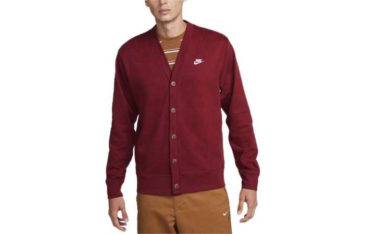 Nike Nike Knitwear Men's Red V Neck Moderate Cardigan