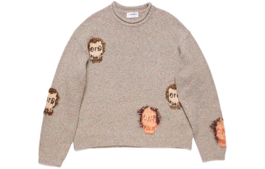Acne Studios Acne Studios Jacquard Skull Jumper Sweater Men's Brown