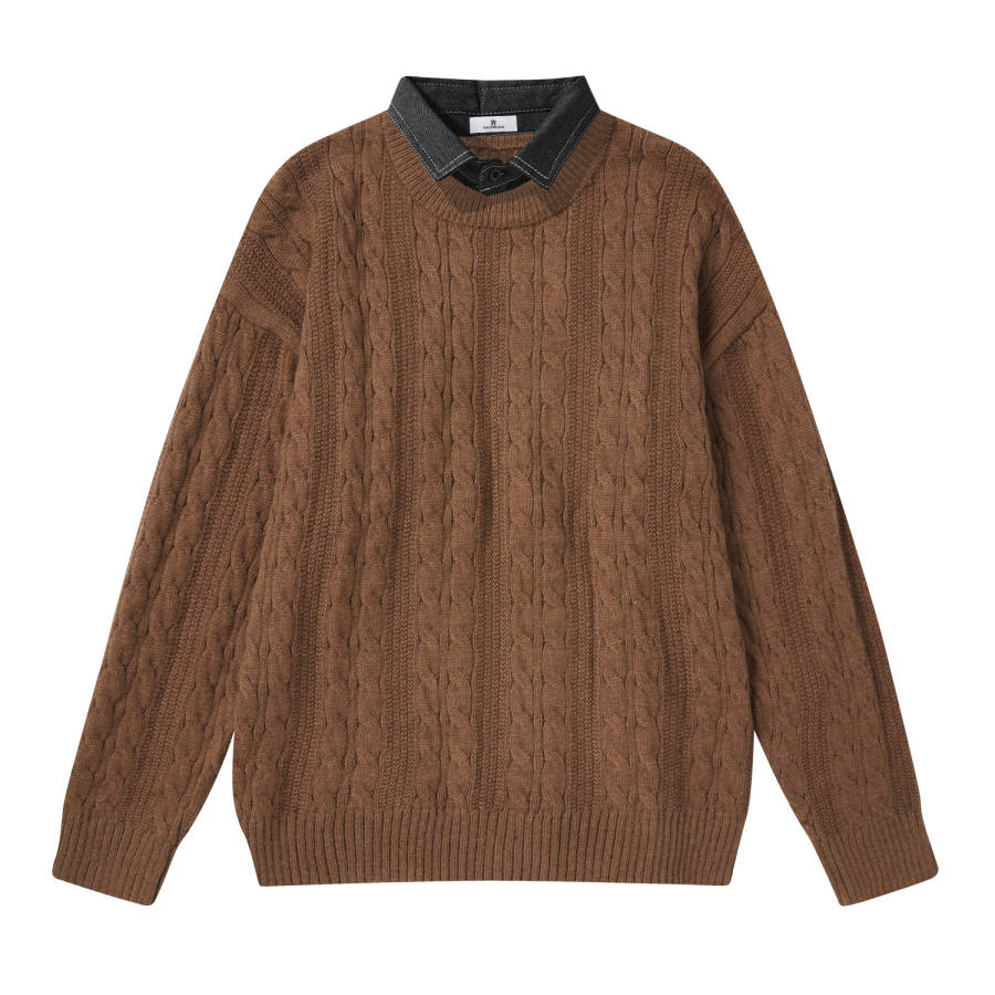 PAL ONGACO Sweaters Unisex Shirt Collar Moderate Mock Two Piece