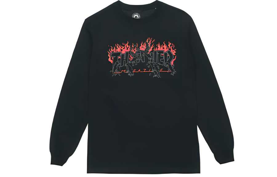 Thrasher T Shirts Unisex Black Crew Neck Moderate Straight Fit