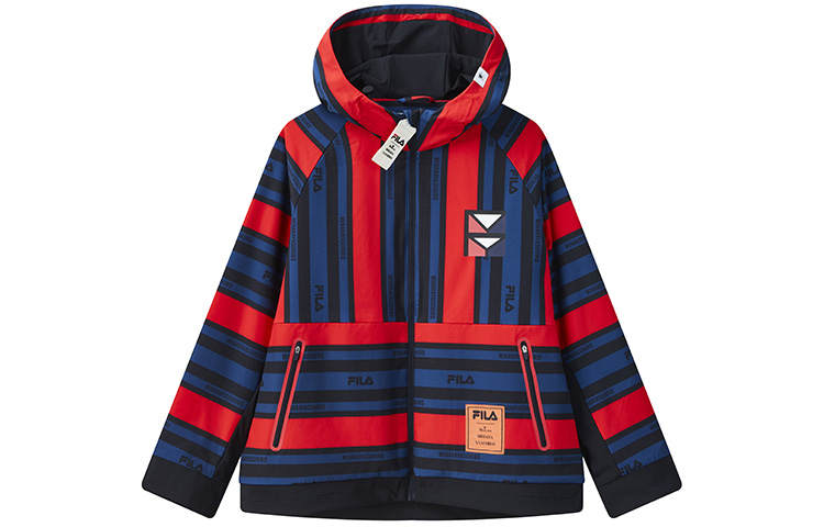 FILA X MIHARA YASUHIRO MIHARA YASUHIRO Collaboration Collection Jackets Men's Red & Navy Blue Stripes Hooded Moderate Other