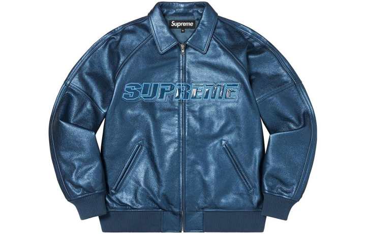 Supreme Supreme Silver Surfer Leather Varsity Jacket