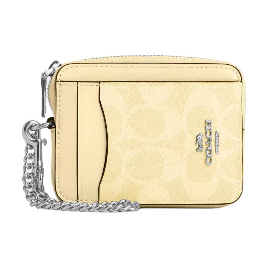 COACH Coated Canvas Card Holder Women's Yellow