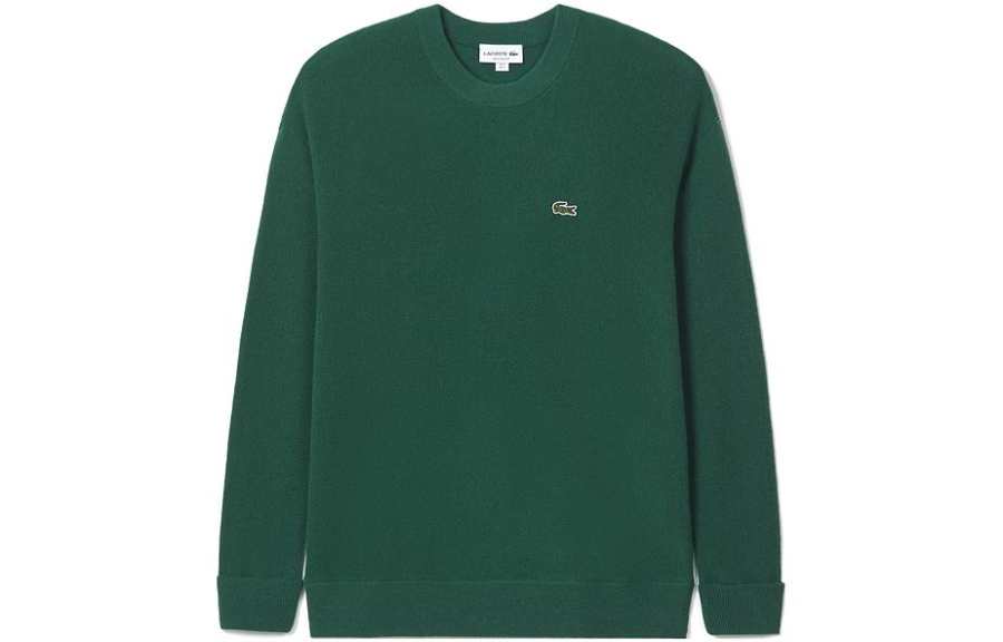 LACOSTE LACOSTE Sweaters Men's Green Crew Neck Moderate Base Layer