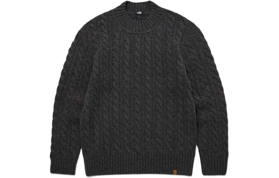 THE NORTH FACE Merino Wool Cable Sweater Unisex Charcoal Gray