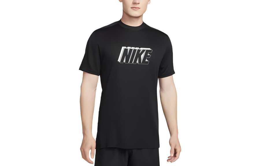 Nike Nike T Shirts Men's Black Crew Neck Moderate Straight Fit