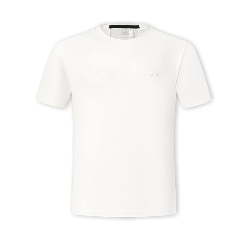 FILA T Shirts Men's Mist White Crew Neck Moderate Straight Fit
