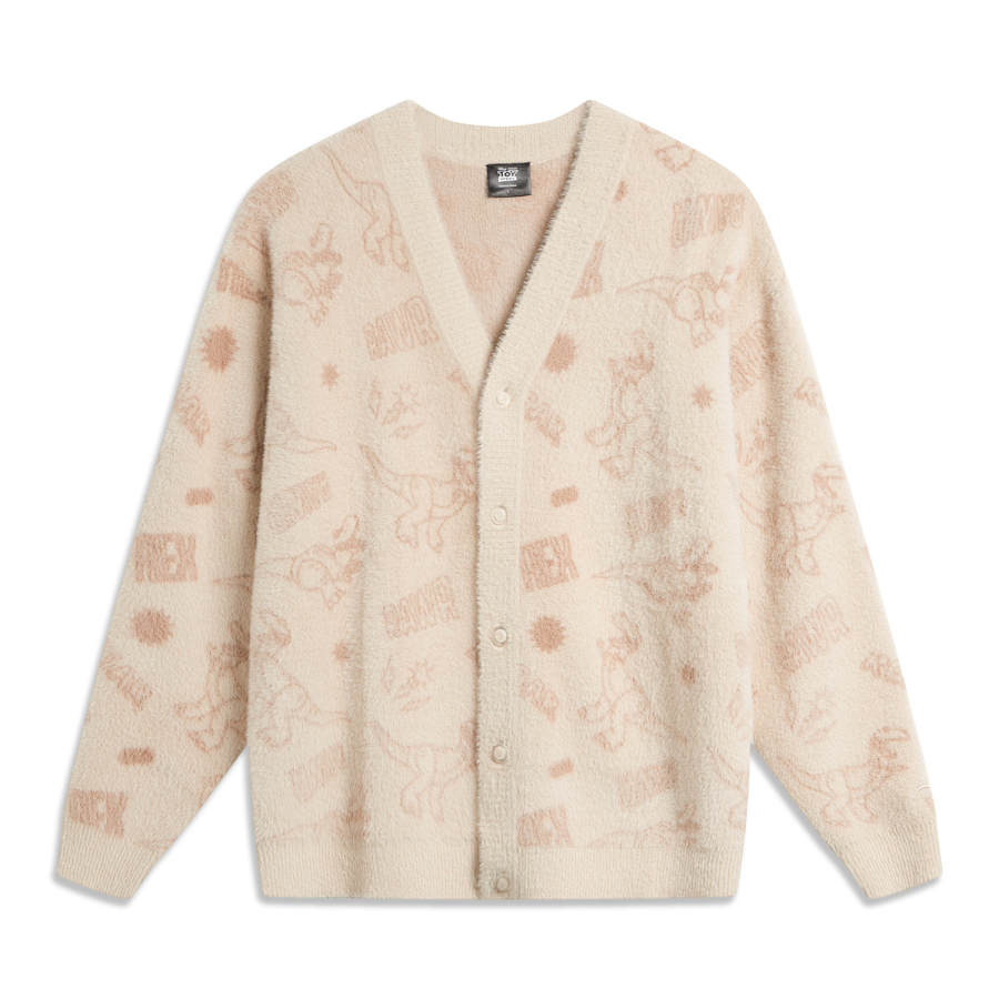 Li-Ning Li Ning x Disney Rex Collection, All Over Print Letter Single Breasted Fleece Lined Long Sleeved Knitwear Unisex