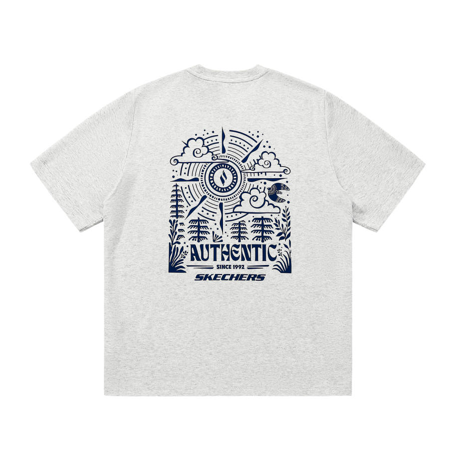 Skechers Elegant Diamond Collection T Shirt Unisex Light Heather Gray