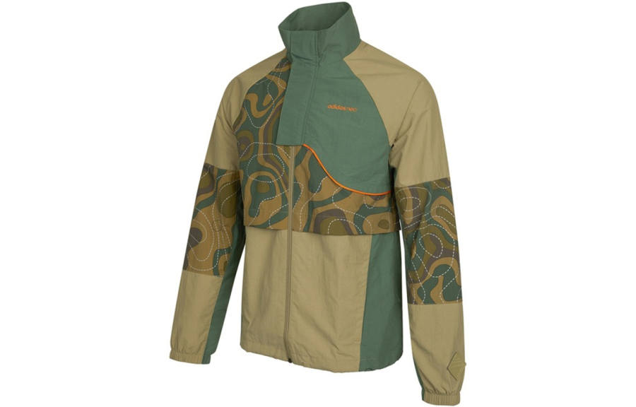 Adidas Neo Jackets Men's Army Green Stand Collar Moderate Other