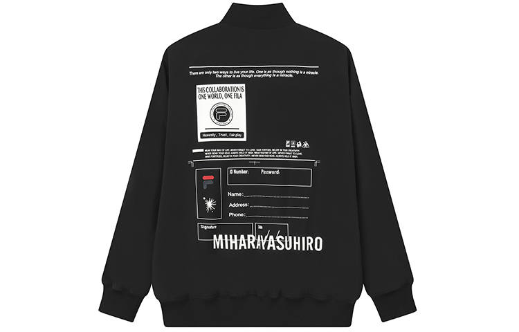 FILA MIHARA YASUHIRO Collaboration Collection Jackets Men's Jet Black Baseball Collar Moderate Other
