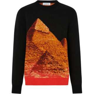 Lanvin Sweaters Men's Black Crew Neck Moderate