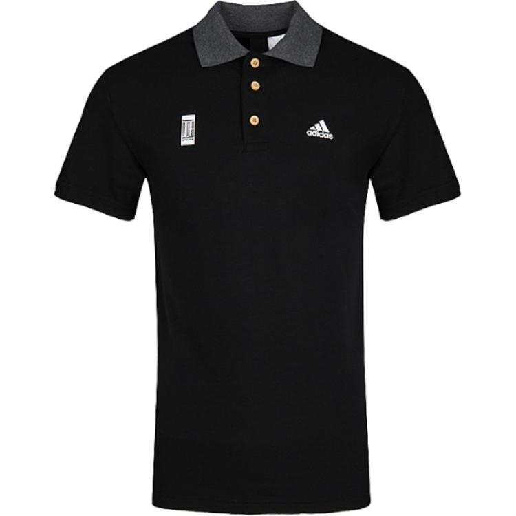 Adidas Adidas Polo Shirts Men's Black Polo Collar Moderate Straight Fit