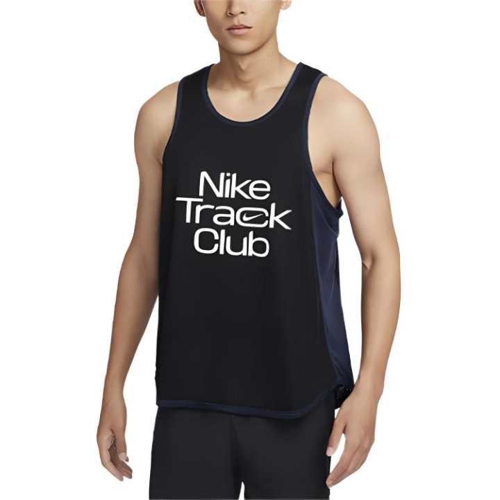 Nike Nike Running Tank Tops Men's Black Crew Neck Moderate Straight Fit