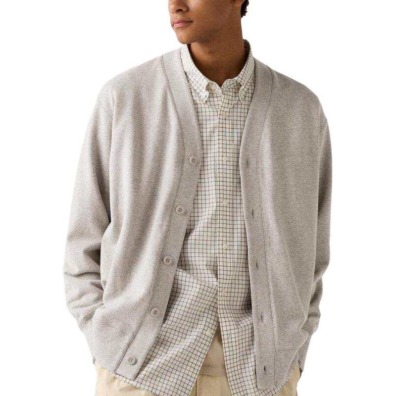 UNIQLO Knitwear Men's Beige V Neck Moderate Cardigan
