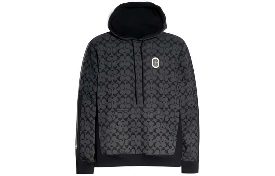 COACH COACH Sweatshirts Men's Black Hooded Moderate Regular