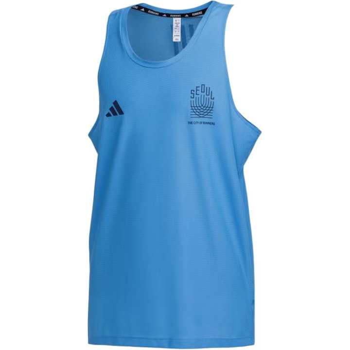 Adidas Adidas Tank Tops Men's Blue Crew Neck Moderate Racerback