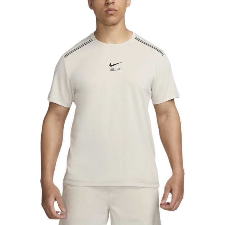 Nike Nike MILER T Shirts Men's Beige Crew Neck Moderate Straight Fit