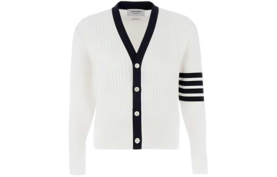THOM BROWNE 4 Bar V Neck Cardigan