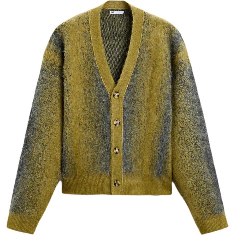 ZARA Sweaters Men's Khaki V Neck Moderate Cardigan