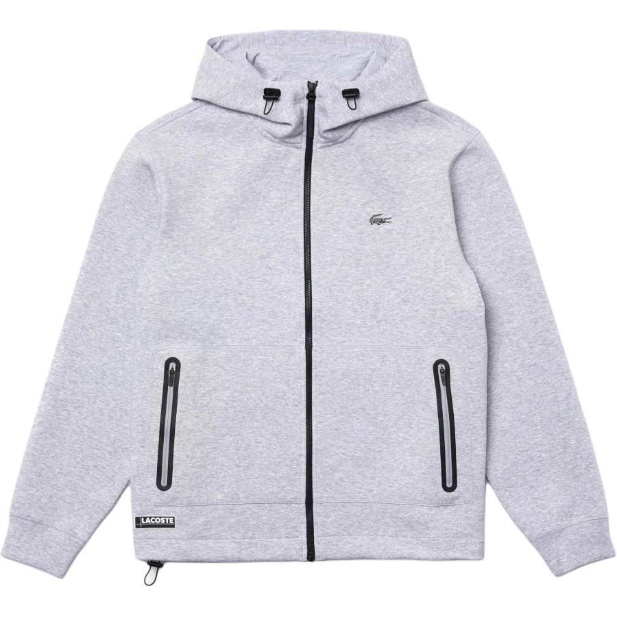 LACOSTE Sweatshirts Men's Gray Hooded Moderate Cardigan