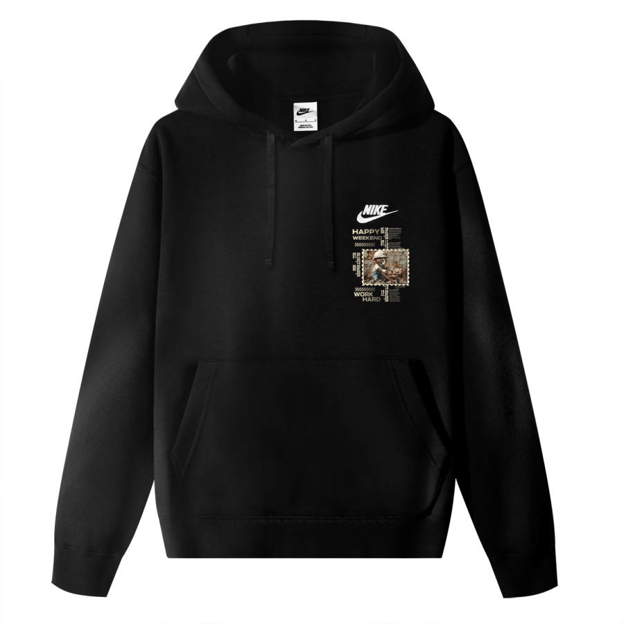 Nike Nike Sportswear Club Fleece Lined Brick Carrying Cat II Thermal Pullover Hooded Sports Sweatshirt Unisex Black