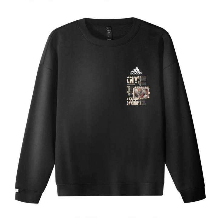 Adidas Adidas CNY Fleece Lined Chinese Style Faux Linen With Cloud Dragon Logo Printed Pattern Crew Neck Pullover Long Sleeved