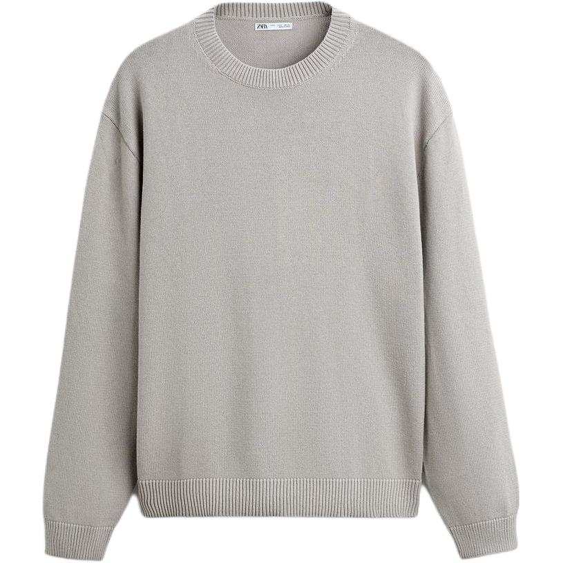 ZARA Knitwear Men's Gray Crew Neck Moderate Other