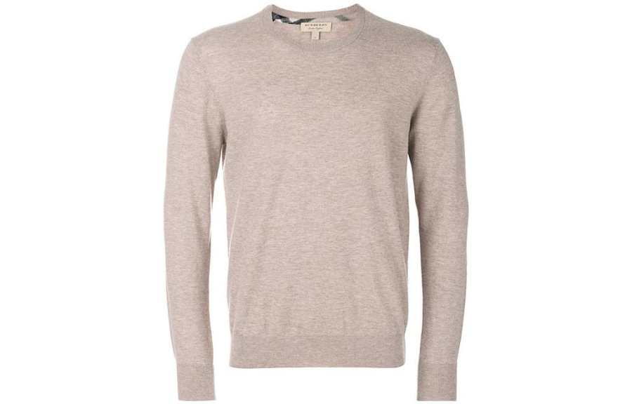 Burberry Cashmere Sweaters Men's Khaki Crew Neck Moderate Other