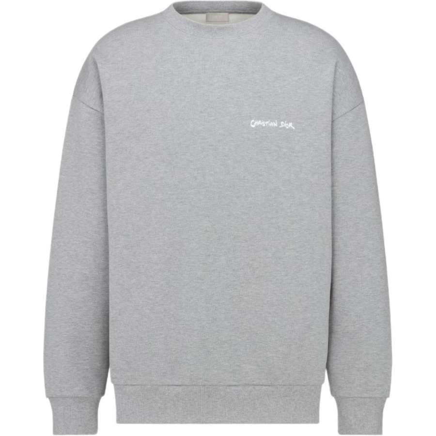 DIOR DIOR Sweatshirts Men's Gray Crew Neck Moderate Regular