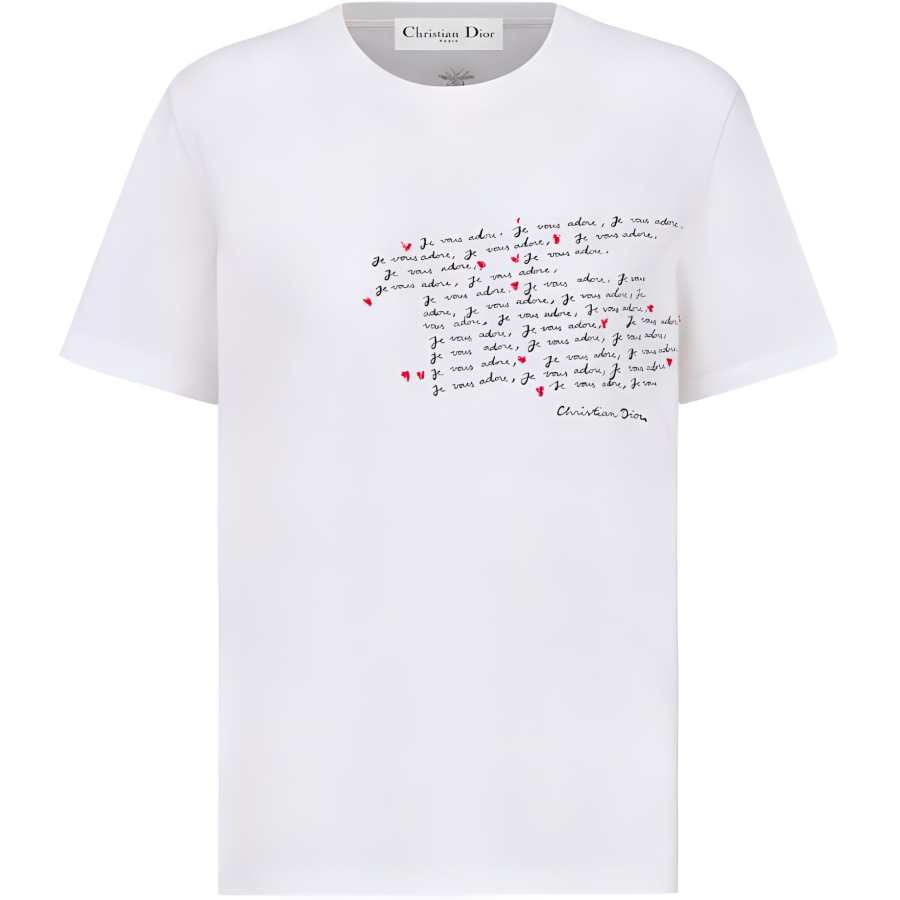 DIOR T Shirts Men's White Crew Neck Moderate Straight Fit