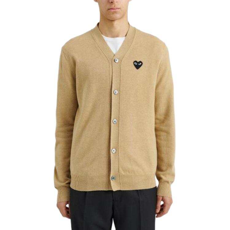 CDG Play Knitwear Men's Camel V Neck Moderate