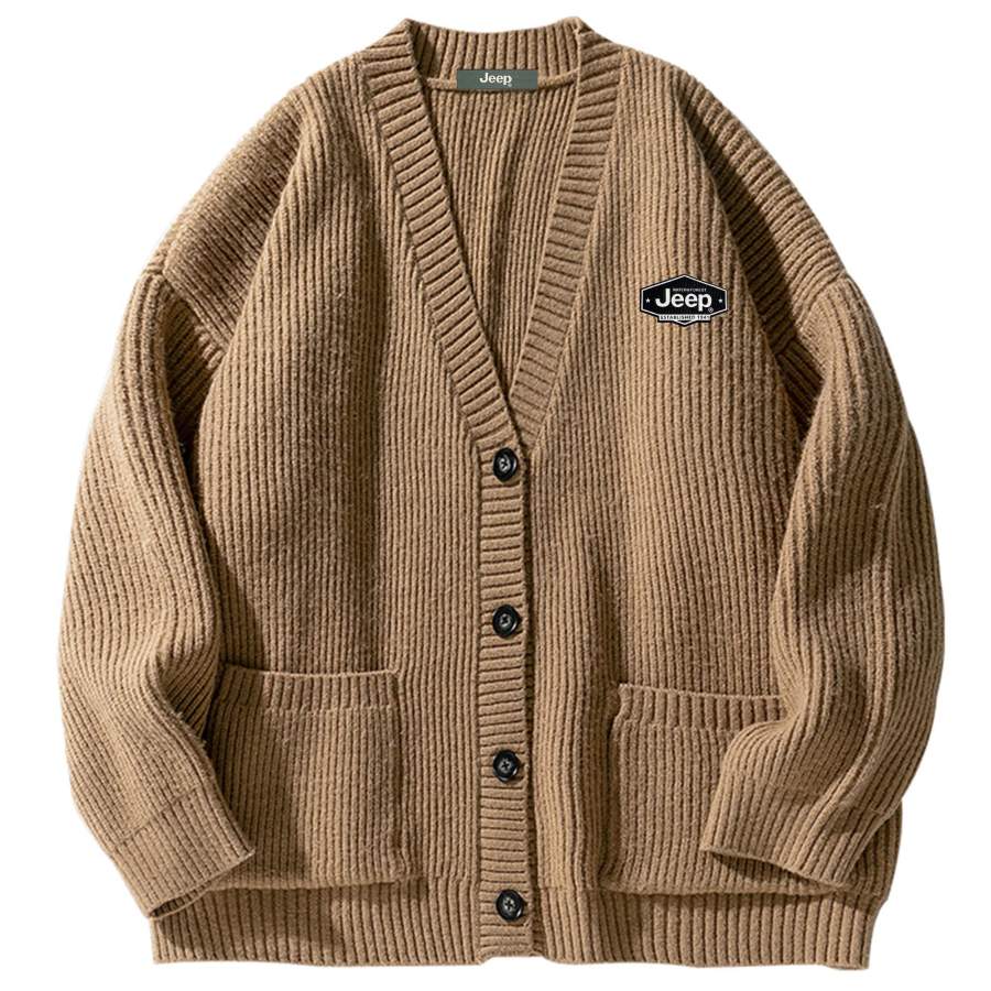 Jeep Knitwear Unisex V Neck Moderate Cardigan