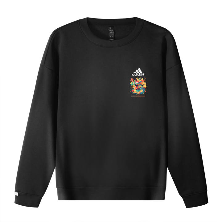 Adidas Adidas CNY Fleece Lined Chinese Style Prosperity Azure Dragon Logo Printed Pattern Crew Neck Pullover Long Sleeved
