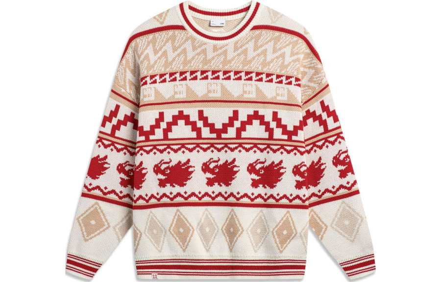 Li-Ning Li Ning Sweaters Men's Ecru Crew Neck Moderate Other