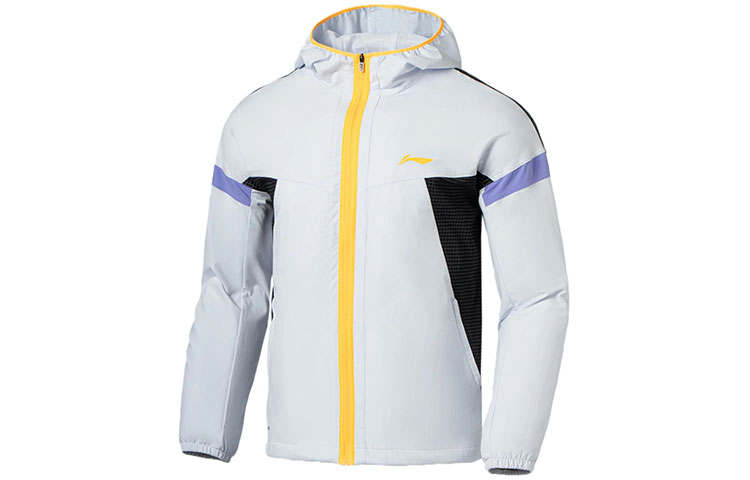 Li-Ning Li Ning Running Collection Jackets Men's Light Frost Blue Fluorescent Mango Orange Hooded Moderate Instructor
