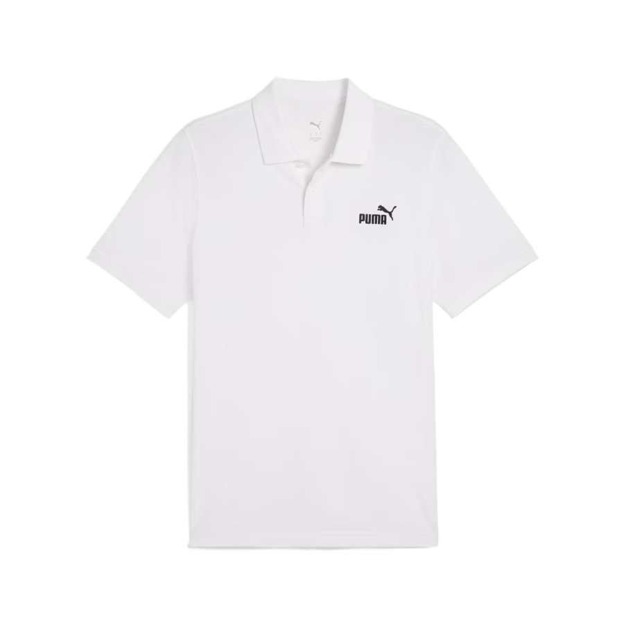 PUMA ESS T Shirts Men's White Polo Collar Moderate