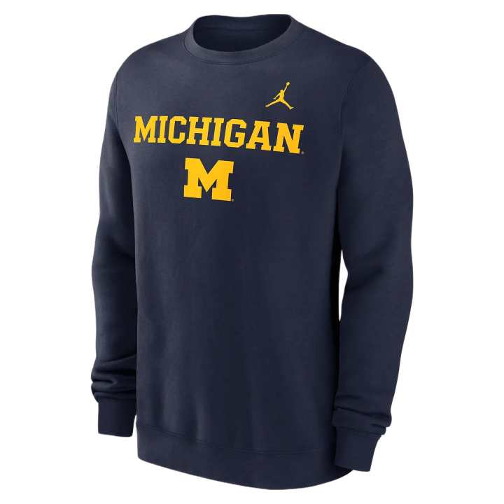 Nike Jordan Michigan Wolverines Primetime Primary Stack Men's Jordan College Pullover Crew