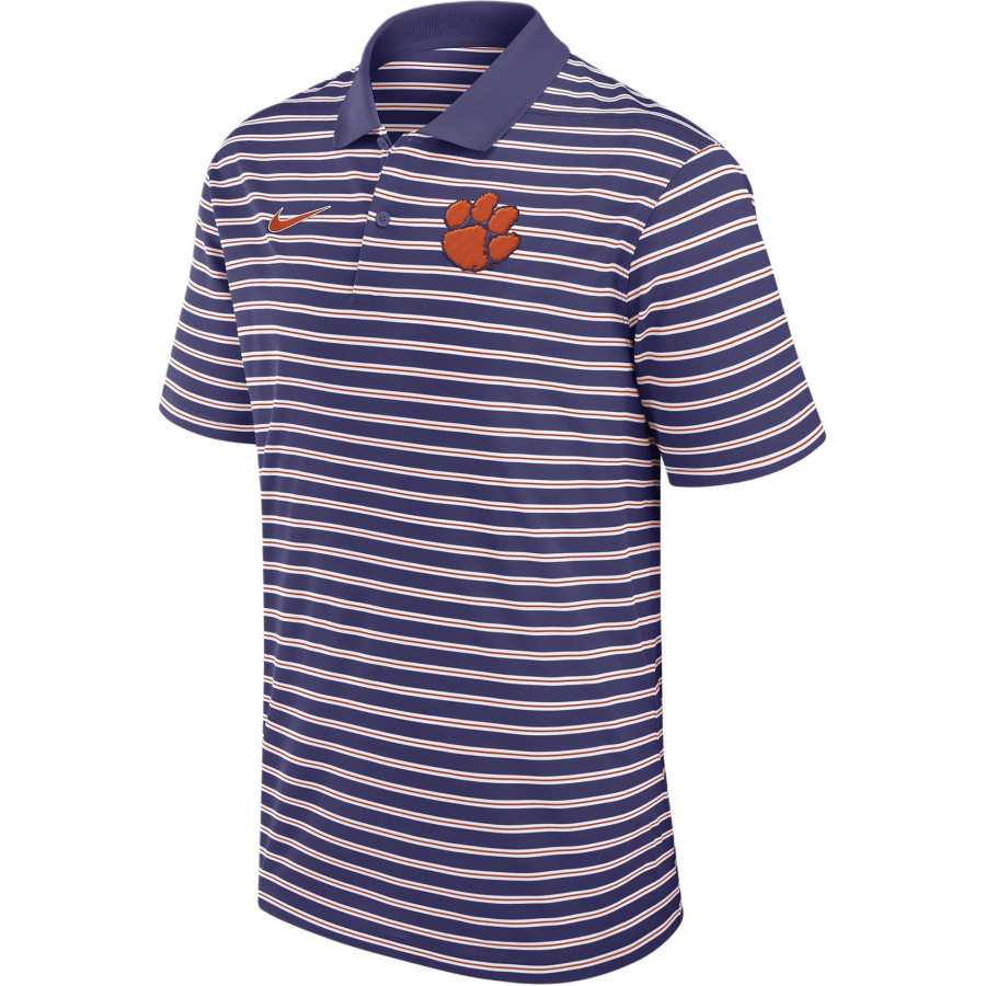 Nike Nike Clemson Tigers Primetime Victory Striped Men's Nike Dri FIT College Polo