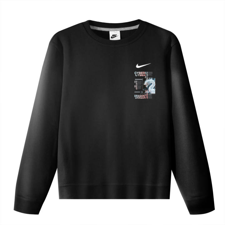 Nike Nike CNY Coton Cyber Dragon II Print Crew Neck Pullover Long Sleeved Sweatshirt Unisex Black