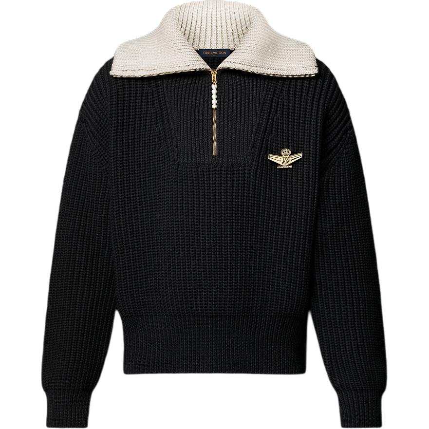 LOUIS VUITTON LOUIS VUITTON Chunky Wool Blend Half Zip Pullover