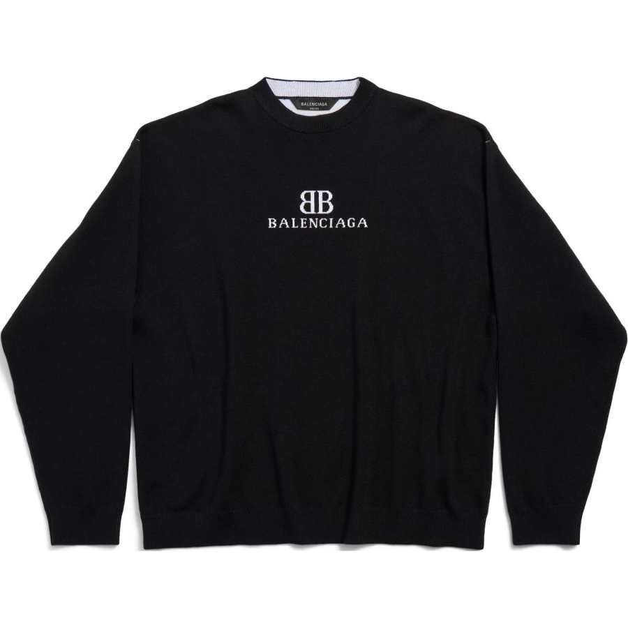 Balenciaga Logo Intarsia Knit Jumper