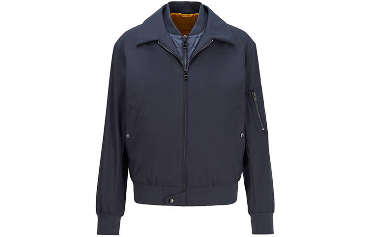 HUGO BOSS Jackets Men's Navy Blue Lapel Moderate Other