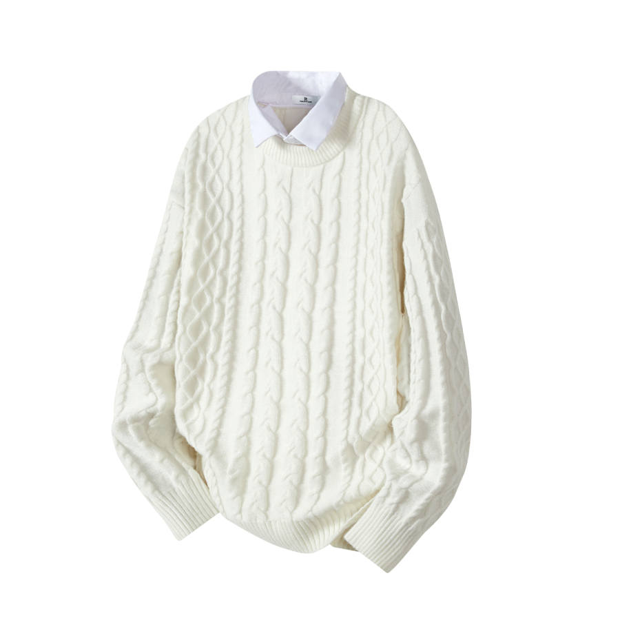 PAL ONGACO Sweaters Unisex Shirt Collar Moderate Mock Two Piece