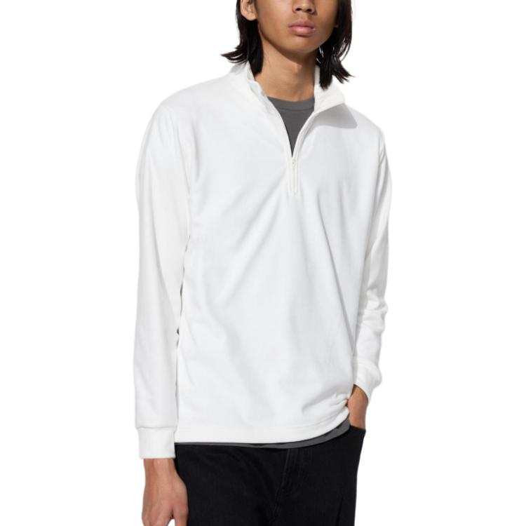 UNIQLO Sweatshirts Unisex White Stand Collar Moderate Regular
