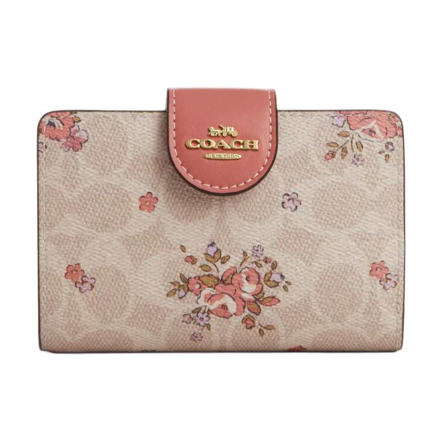 COACH COACH Corner Zip Coated Canvas Wallet Women's Sand & Multicolor